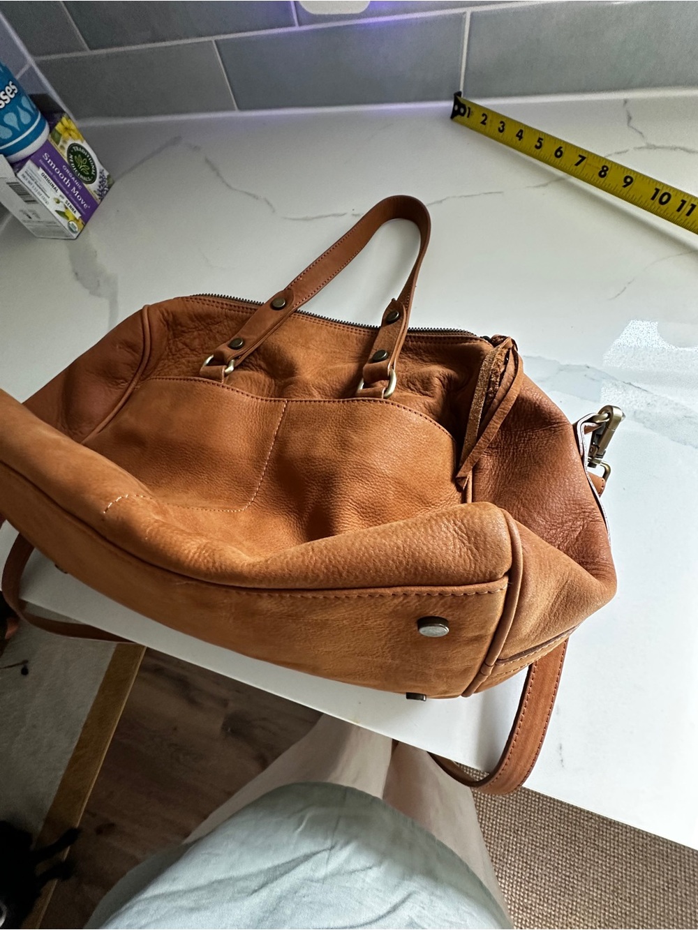 Sundance Leather Satchel in Cognac Brown - Picture 12 of 13